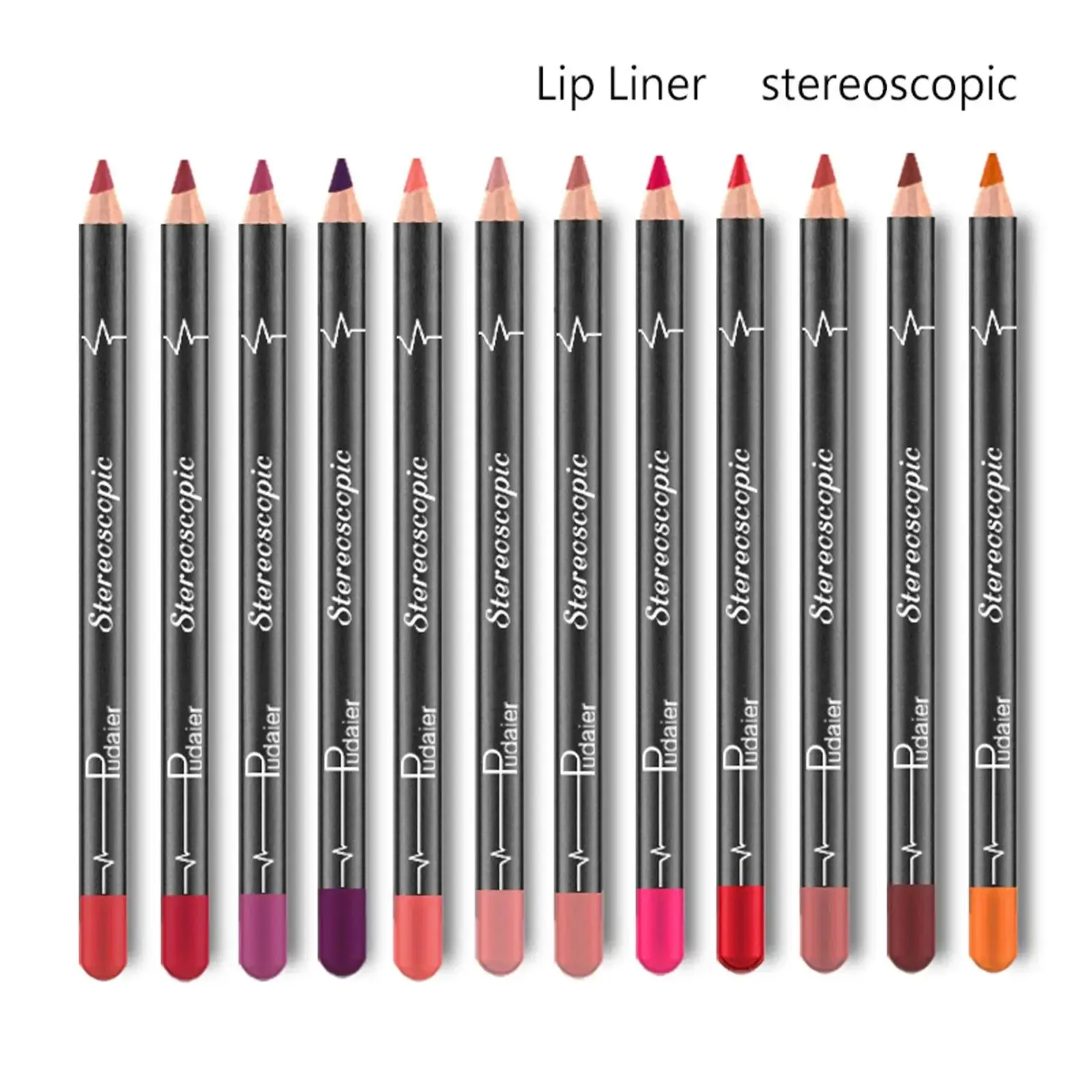 12PCs Matte Natural Wood Lip liner Pen Waterproof Long Lasting Contour Matte Lady Charming Women's Makeup Long Lasting Cosmetic
