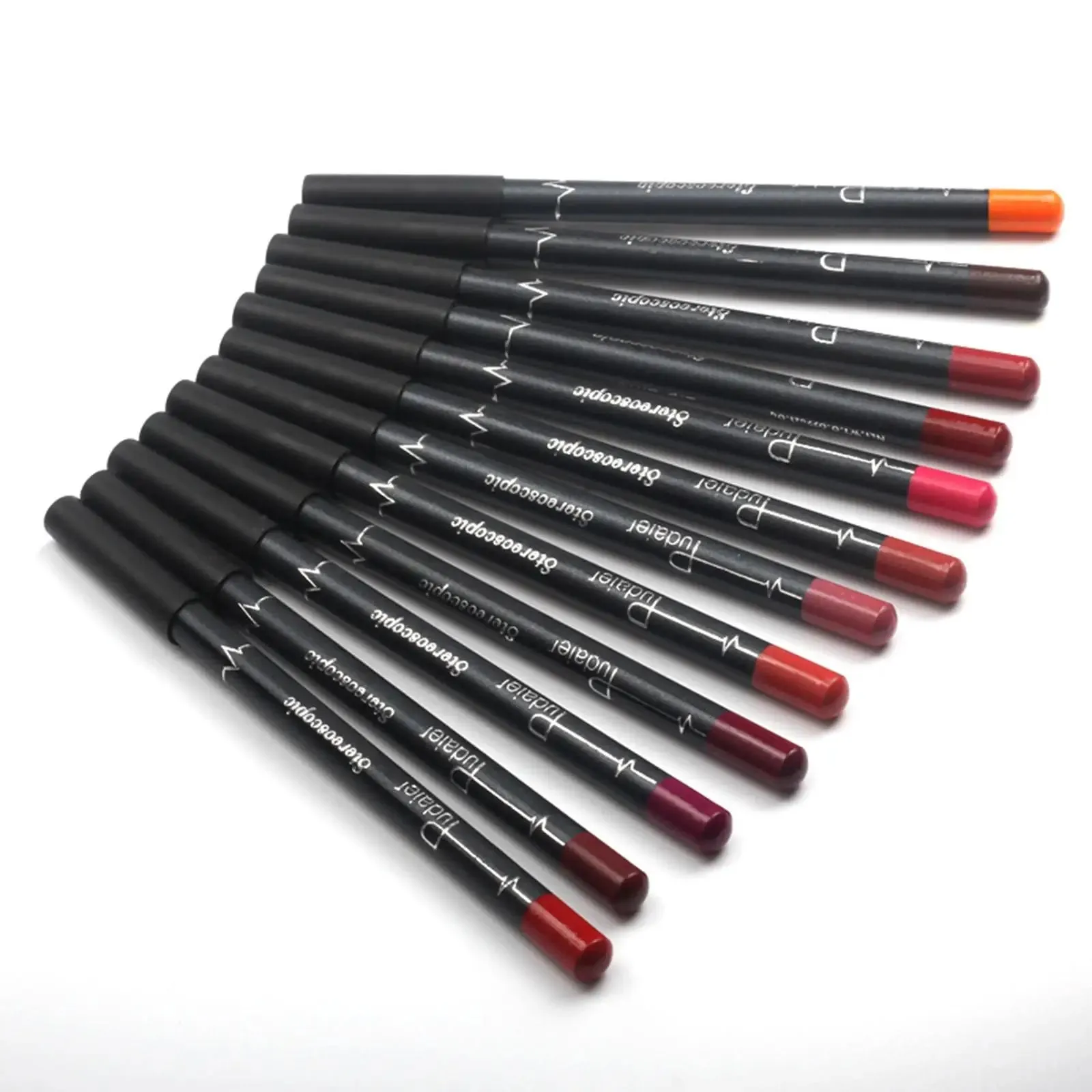 12PCs Matte Natural Wood Lip liner Pen Waterproof Long Lasting Contour Matte Lady Charming Women's Makeup Long Lasting Cosmetic