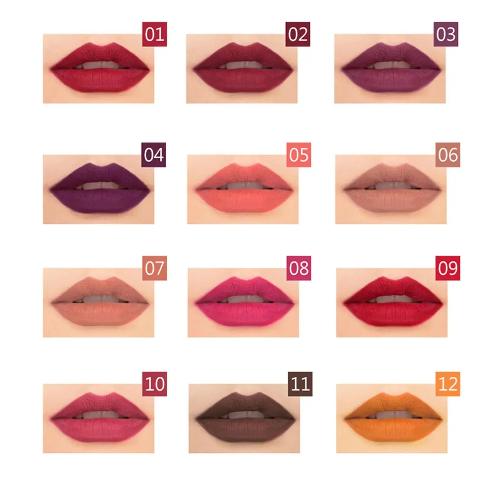 12PCs Matte Natural Wood Lip liner Pen Waterproof Long Lasting Contour Matte Lady Charming Women's Makeup Long Lasting Cosmetic