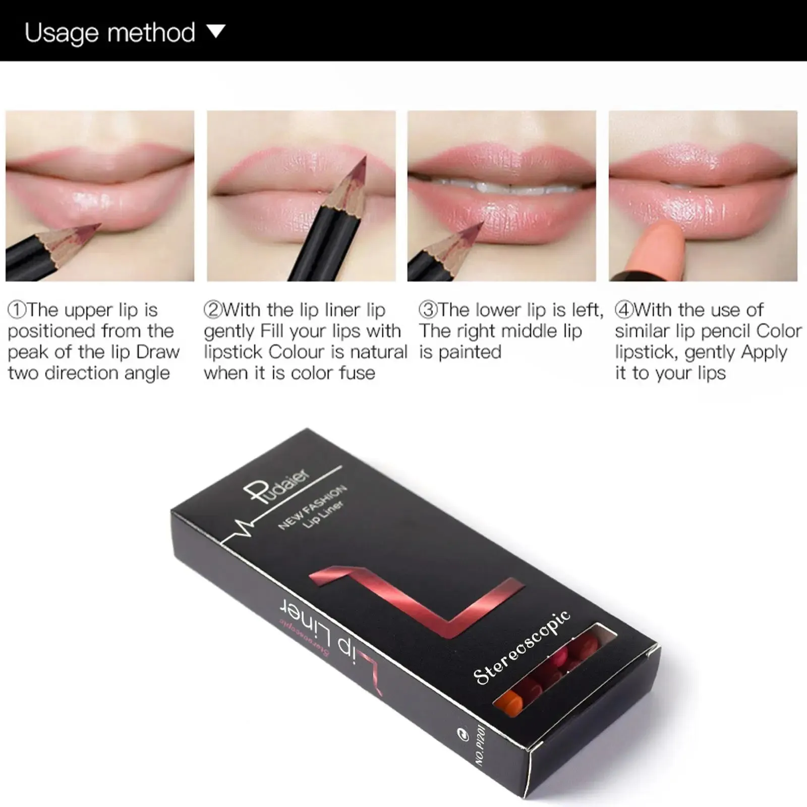 12PCs Matte Natural Wood Lip liner Pen Waterproof Long Lasting Contour Matte Lady Charming Women's Makeup Long Lasting Cosmetic