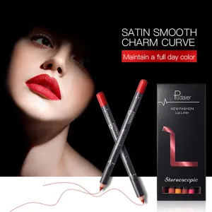 12PCs Matte Natural Wood Lip liner Pen Waterproof Long Lasting Contour Matte Lady Charming Women's Makeup Long Lasting Cosmetic