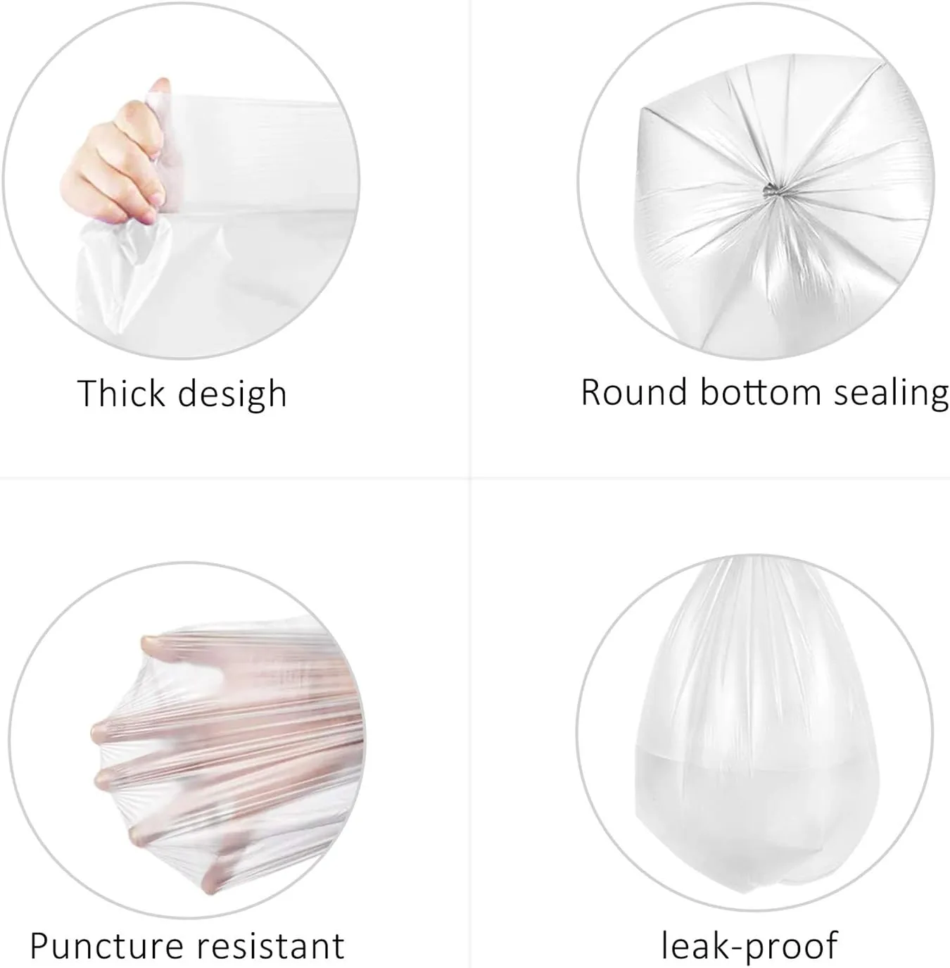 13 Gallon 100 Counts (fit 12-15 Gal) Strong Tall Kitchen Trash Bags Garbage Bags by RayPard, fit 50 Liter Waste Basket, Clear Trash Bags Can Liners for Home Office Bathroom Bedroom