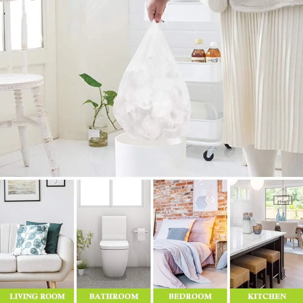 13 Gallon 100 Counts (fit 12-15 Gal) Strong Tall Kitchen Trash Bags Garbage Bags by RayPard, fit 50 Liter Waste Basket, Clear Trash Bags Can Liners for Home Office Bathroom Bedroom