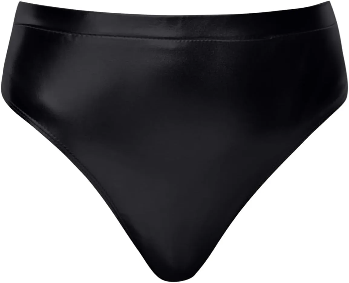 2024 Women's Metallic Faux Leather Shorts Elastic High Waist Shorts Shiny Sexy Rave Short Hot Pants for Party Clubwear