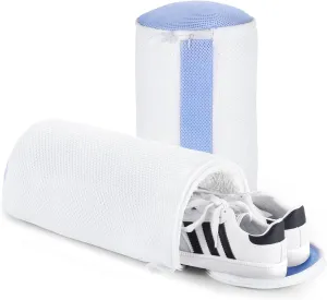 2Pcs Shoe Washing Machine Bags, Laundry Shoe Bag for Washer & Dryer, Reusable Shoe Cleaning Bag Fluffy Fiber Inside, Sneaker Tennis Laundry Bags for All Shoes, Large Size, 7 x 13 Inches