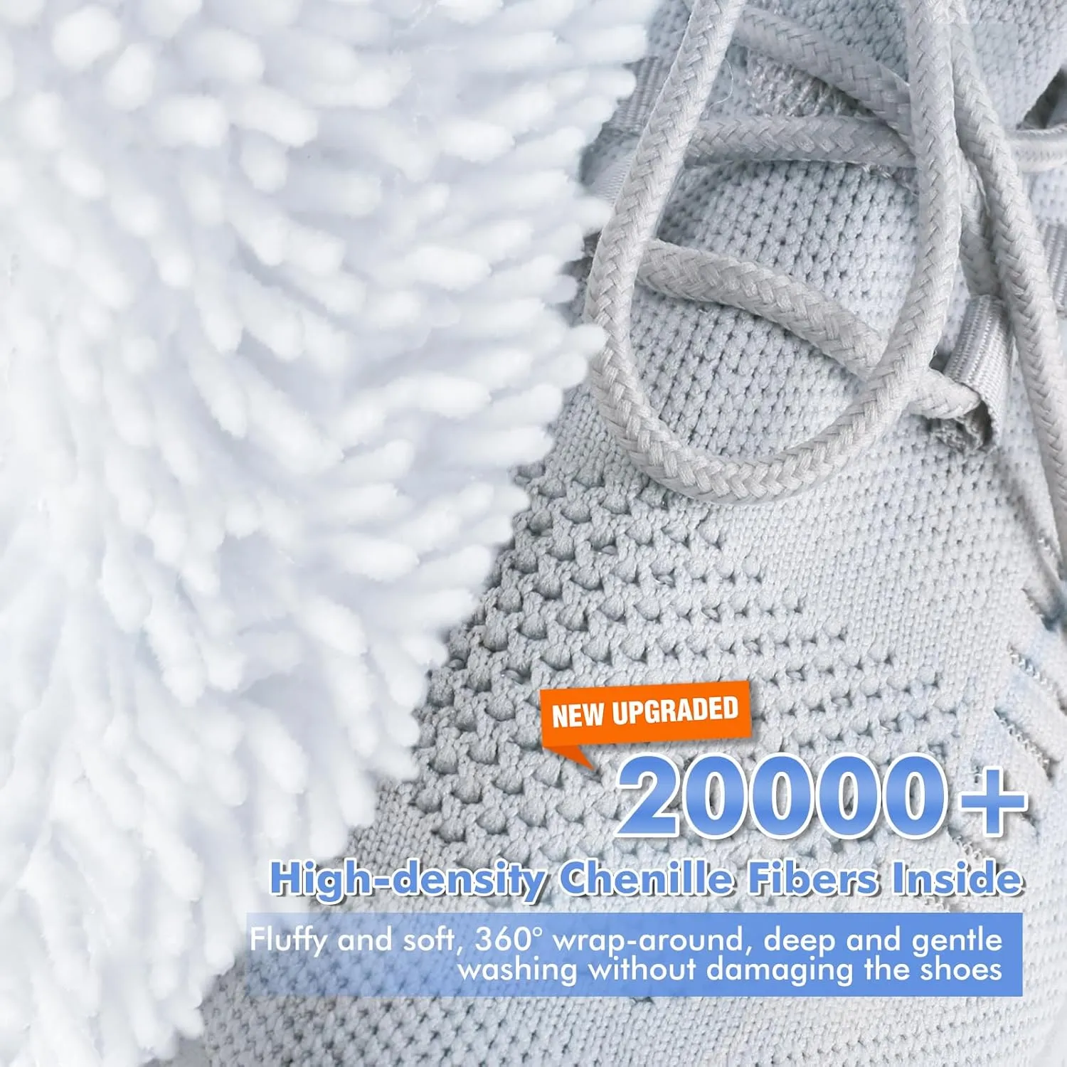 2Pcs Shoe Washing Machine Bags, Laundry Shoe Bag for Washer & Dryer, Reusable Shoe Cleaning Bag Fluffy Fiber Inside, Sneaker Tennis Laundry Bags for All Shoes, Large Size, 7 x 13 Inches