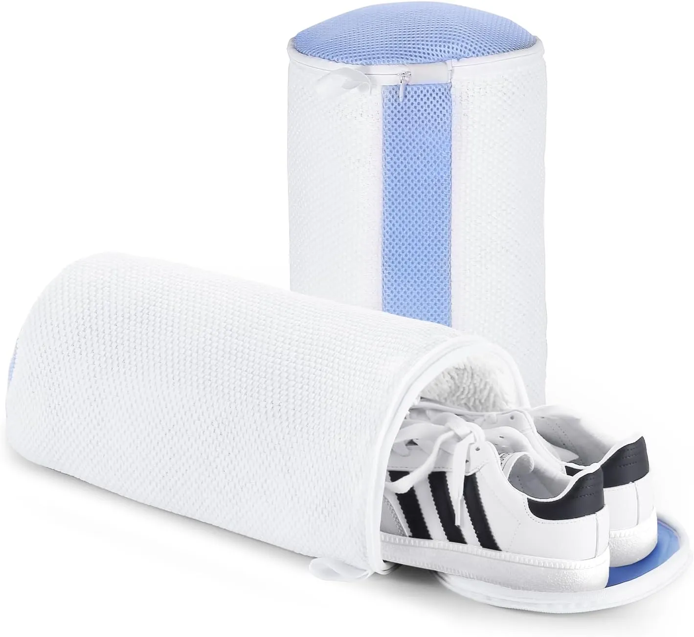 2Pcs Shoe Washing Machine Bags, Laundry Shoe Bag for Washer & Dryer, Reusable Shoe Cleaning Bag Fluffy Fiber Inside, Sneaker Tennis Laundry Bags for All Shoes, Large Size, 7 x 13 Inches