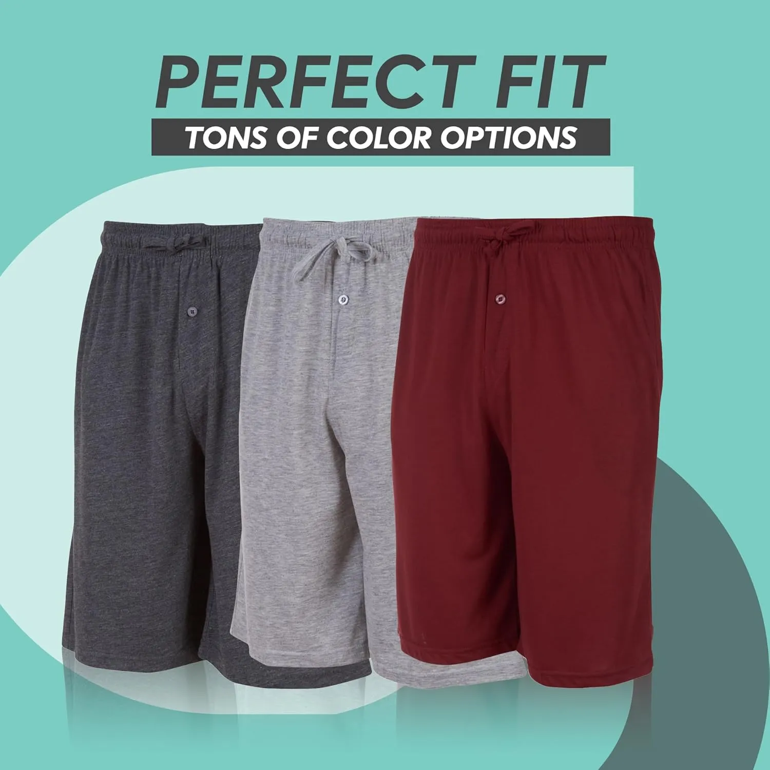 3 Pack Mens Jersey Shorts with Pockets and Drawstring  Soft Men's Lounge Shorts for The House, Sleep PJ, Pajamas  Up to 3XL
