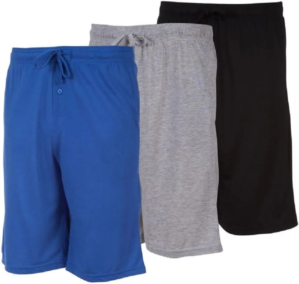 3 Pack Mens Jersey Shorts with Pockets and Drawstring  Soft Men's Lounge Shorts for The House, Sleep PJ, Pajamas  Up to 3XL