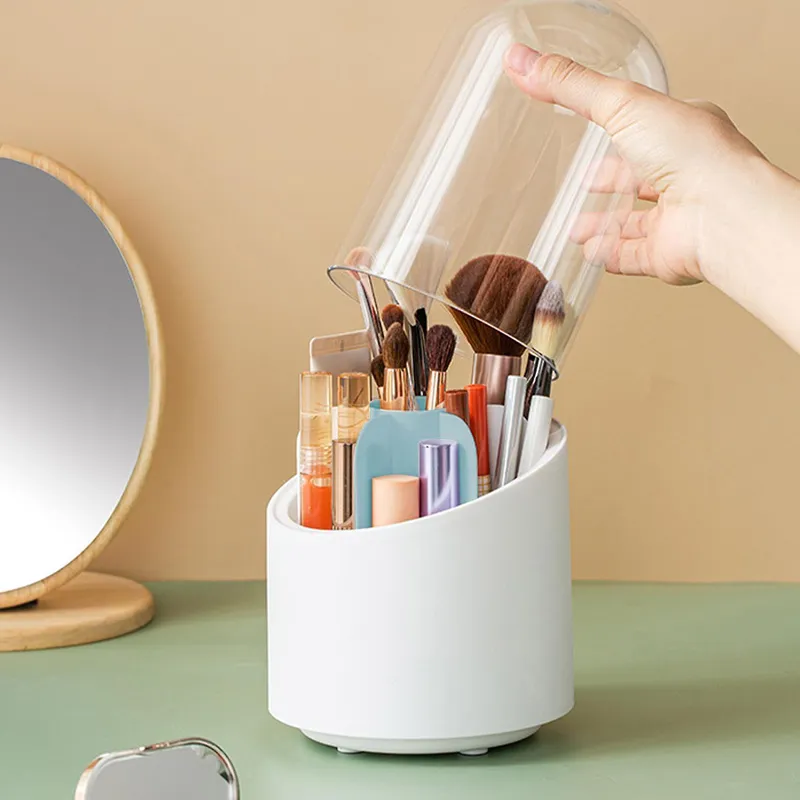 360° Rotary Cosmetic Brush Storage Bucket-Ra-10 Blue