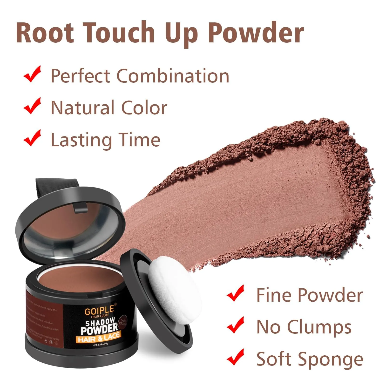 3Pcs Root Cover Up Powder Hairline Powder for Women Root Touch Up Powder for Bald Spots, Eyebrows, Beard Line, Light-Blonde Hair Fibers for Thinning Hair Shadow Powder (Dark Brown)