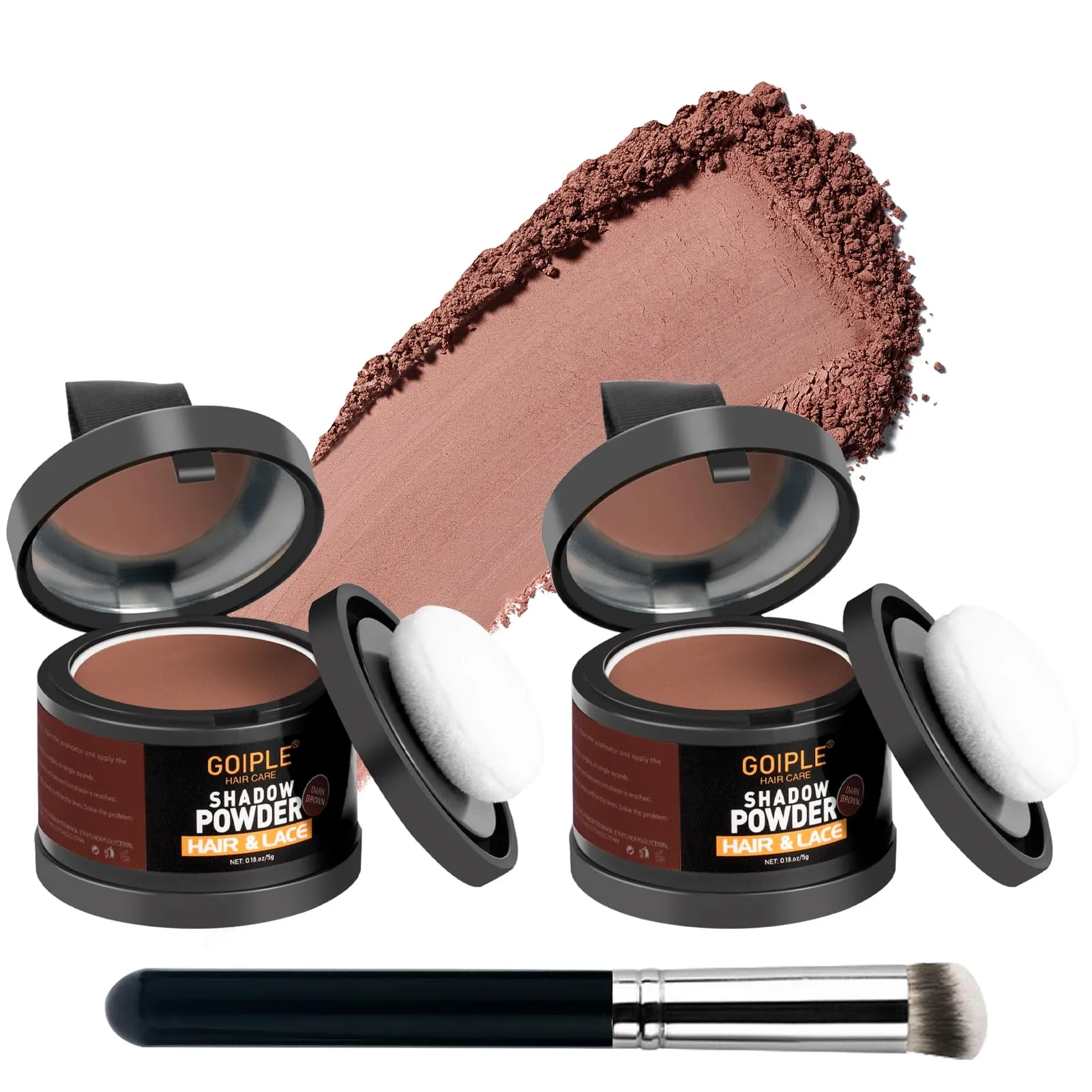 3Pcs Root Cover Up Powder Hairline Powder for Women Root Touch Up Powder for Bald Spots, Eyebrows, Beard Line, Light-Blonde Hair Fibers for Thinning Hair Shadow Powder (Dark Brown)