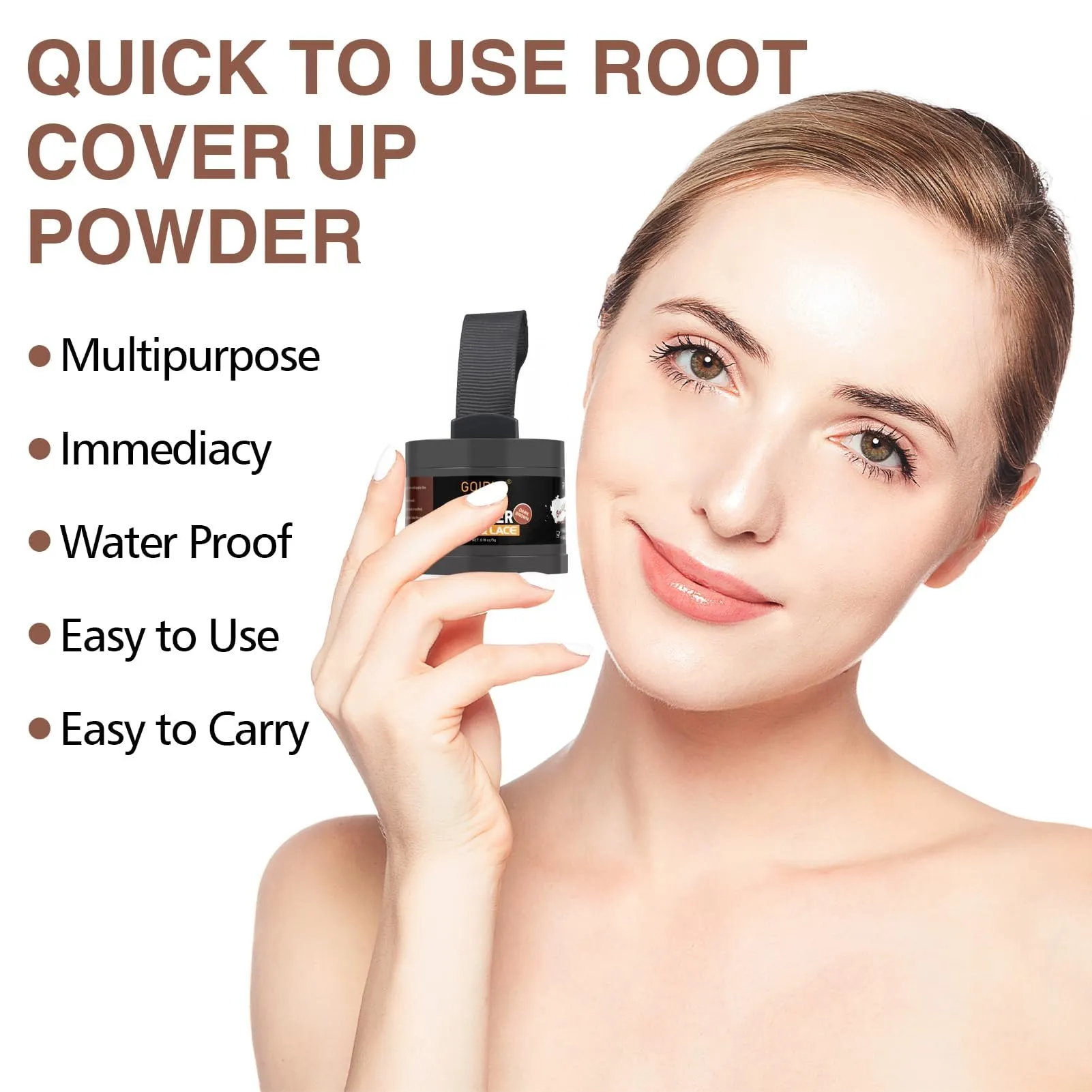 3Pcs Root Cover Up Powder Hairline Powder for Women Root Touch Up Powder for Bald Spots, Eyebrows, Beard Line, Light-Blonde Hair Fibers for Thinning Hair Shadow Powder (Dark Brown)
