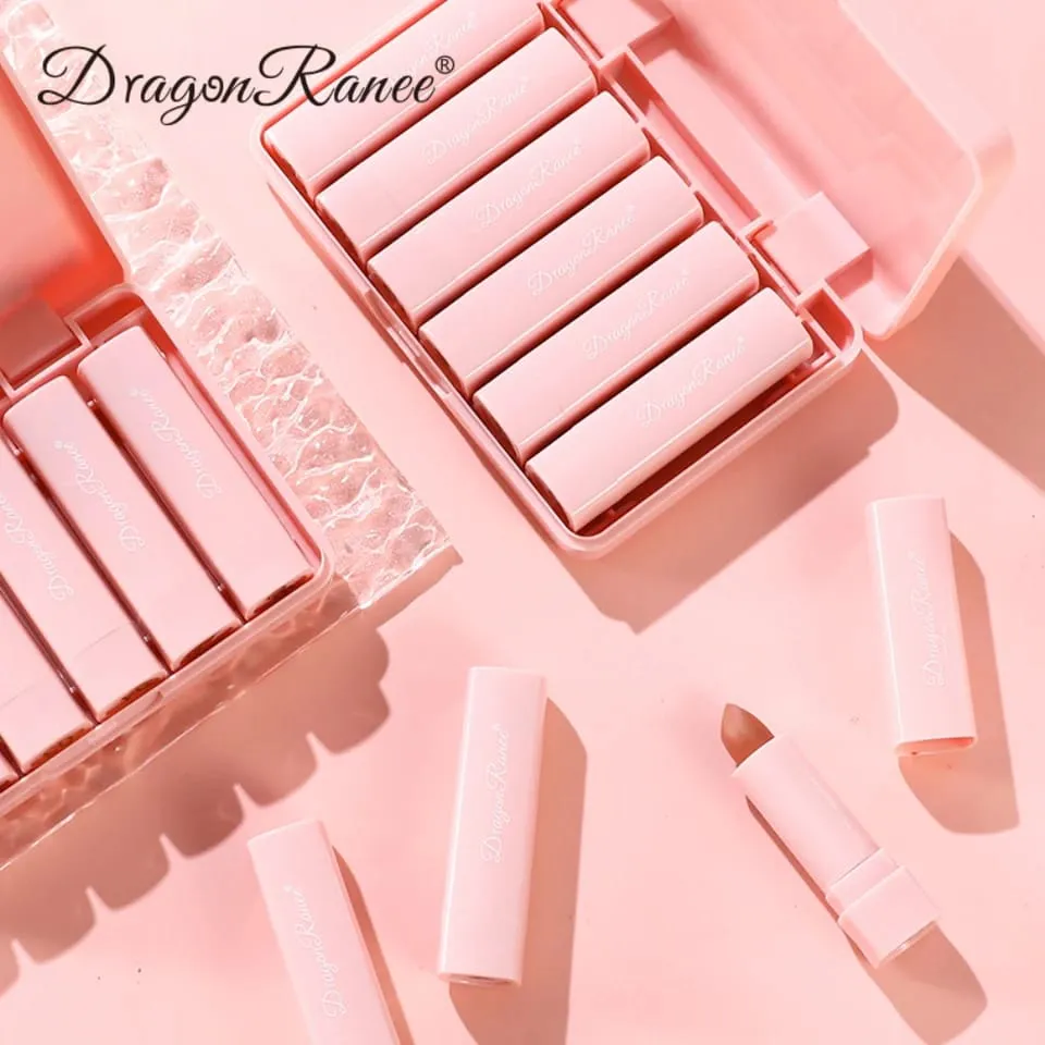 6pcs Strawberry Matte Lipstick Set Waterproof Long Lasting Exquisite Pink Matte Lipstick
