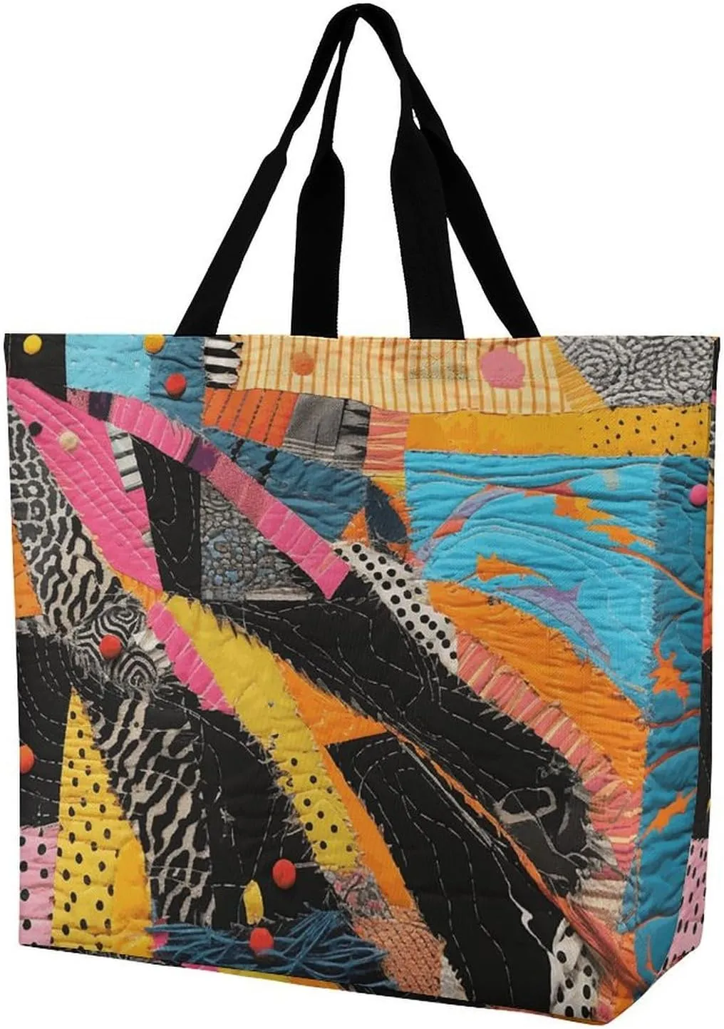 A Colorful Quilt Tote Bag for Women Reusable Eco-friendly Shopping Bags Large Capacity Shoulder Bag