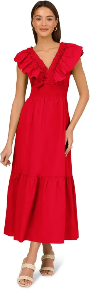 Adrianna Papell Women's Ruffle Front Maxi Dress