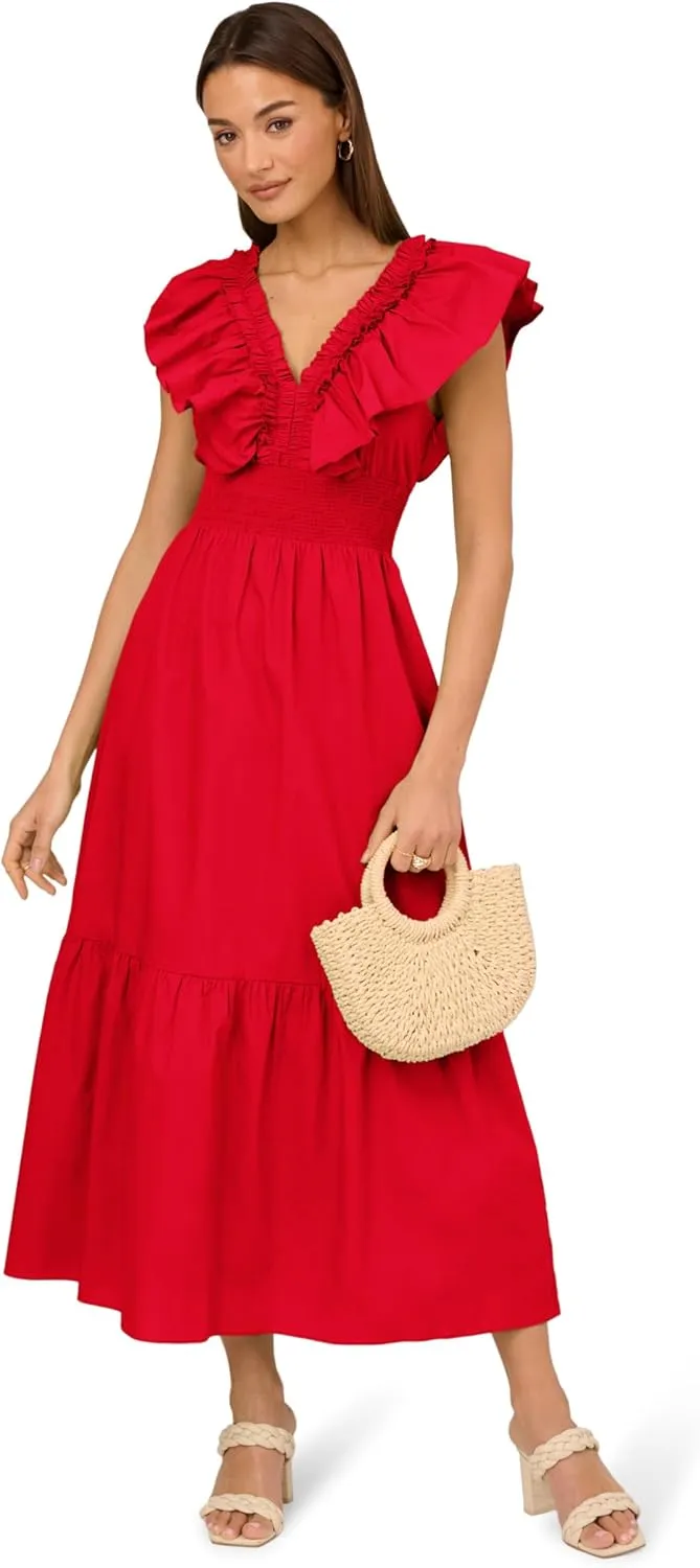 Adrianna Papell Women's Ruffle Front Maxi Dress