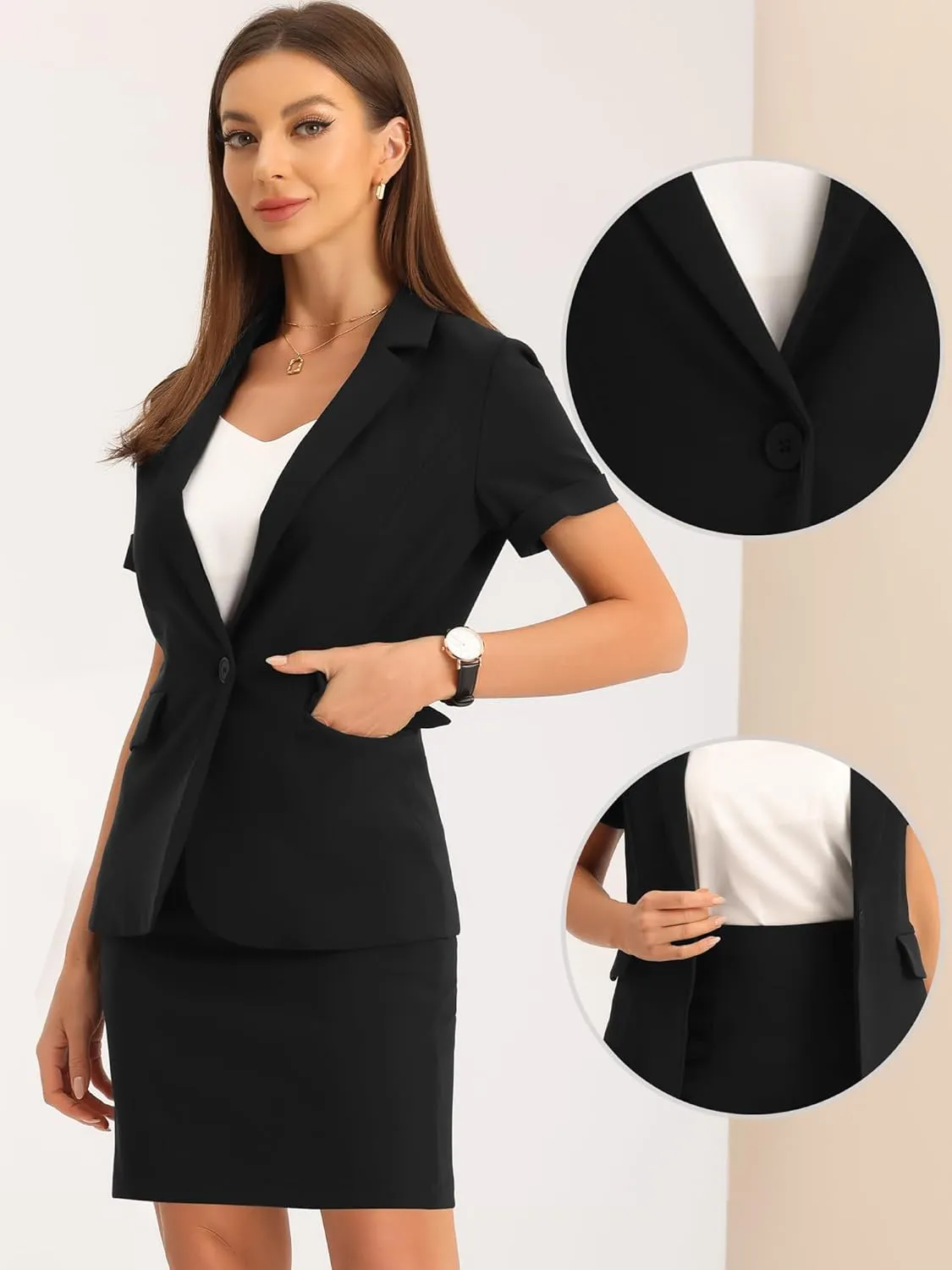 Allegra K Work Suit for Women's Office Blazer Skirt Suit 2 Piece Set