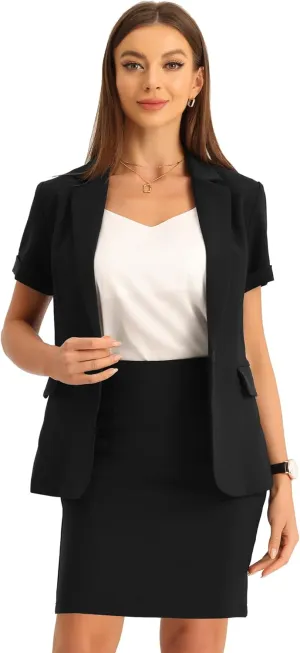 Allegra K Work Suit for Women's Office Blazer Skirt Suit 2 Piece Set