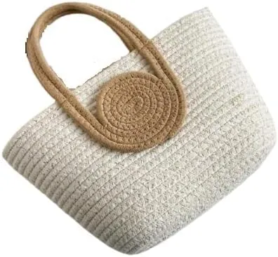 AOU Boho Handmade Jute Tote Bag for Women | Large Straw Beach Bag with Bamboo Handles | Summer Bucket Bag for Vacation, Cruise, Travel, Pool, Daily Use Black