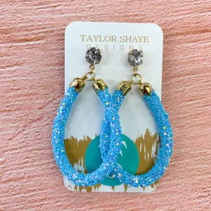 Aqua Glitter Teardrops by Taylor Shaye
