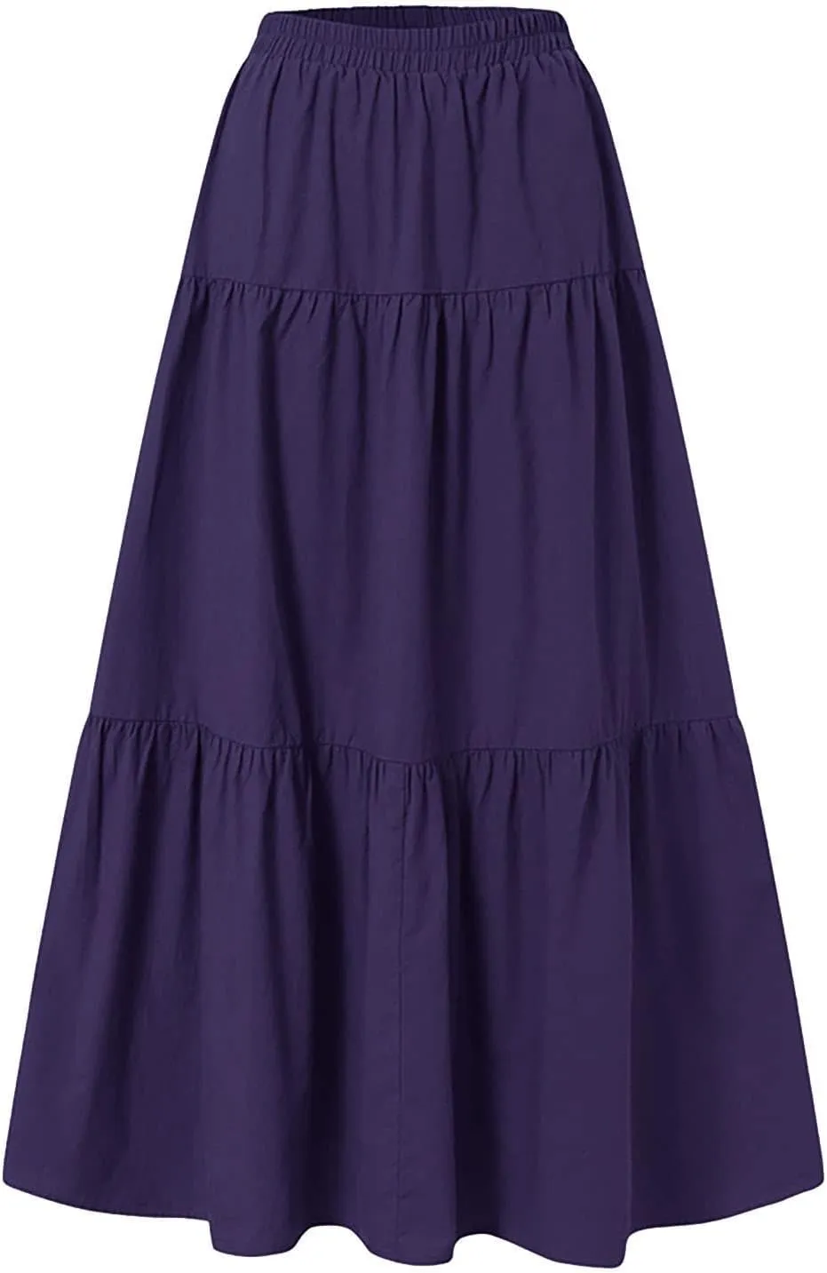 Athletic Skirts Women Lightweight Summer High Elastic Waisted Soft Pleated Trendy A-Line Long Skirts for Women