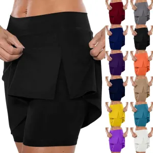 Athletic Skorts for Women Hight Waist Summer Workout Skirts Soft Side Split Tennis Yoga Skinny Shorts with Pockets