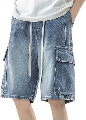 Baggy Jean Shorts for Men Summer Casual Loose Fit Y2K Hip Hop Wide Leg Denim Shorts Trendy Outfits