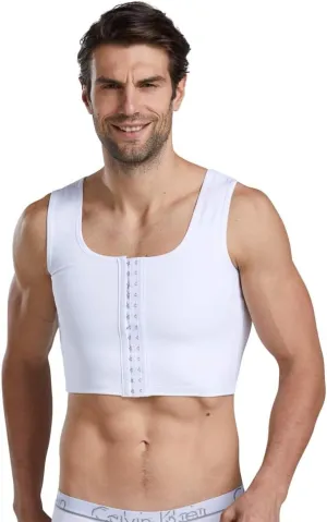 BaronHong Men's Body Shaper Chest Binder Flat Compression 3 Rows Clasp Bust Corset Vests