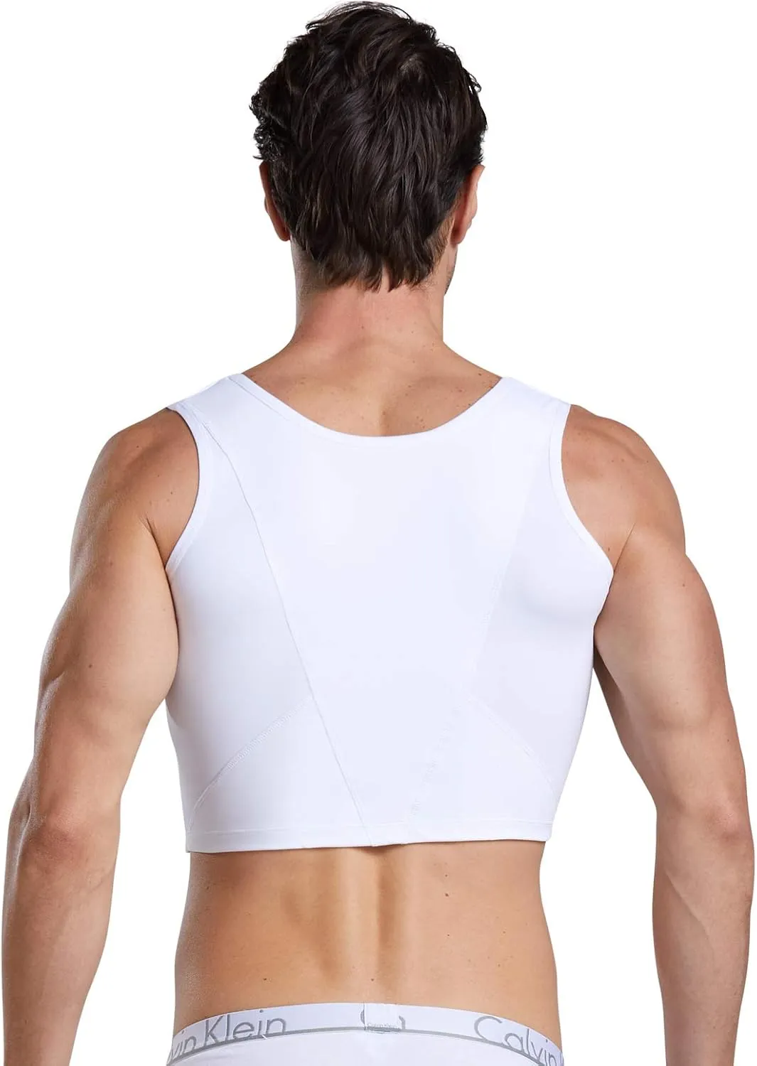 BaronHong Men's Body Shaper Chest Binder Flat Compression 3 Rows Clasp Bust Corset Vests
