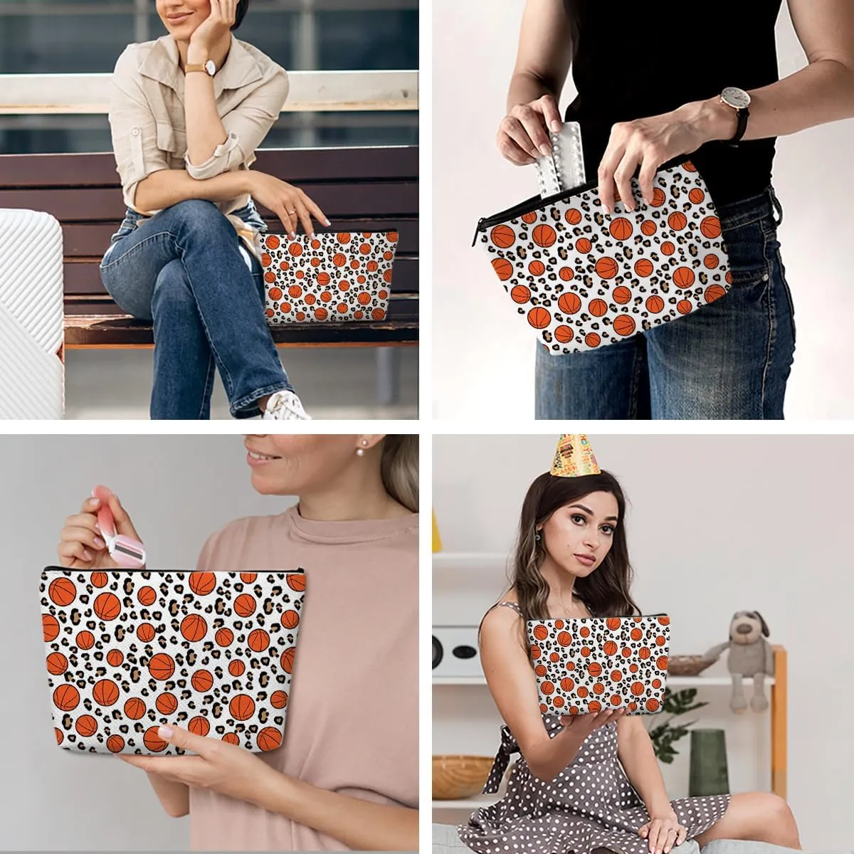 Basketball Gifts Basketball Accessories Stuff Makeup Bag, Basketball Lover Gifts Cosmetic Bag for Women Girls Sport Team Players Bestie Soul Sister Friends Birthday Christmas Friendship Gifts