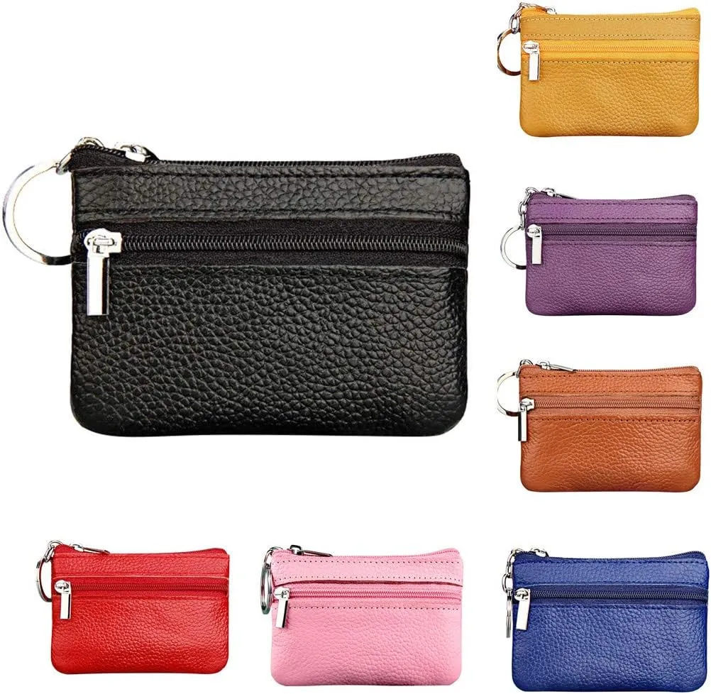 Beach Tote Bag Pouch Leather Women's Purse Zipper Wallet Small Key Mini Ring With Purse For Outdoor Beach Travel E