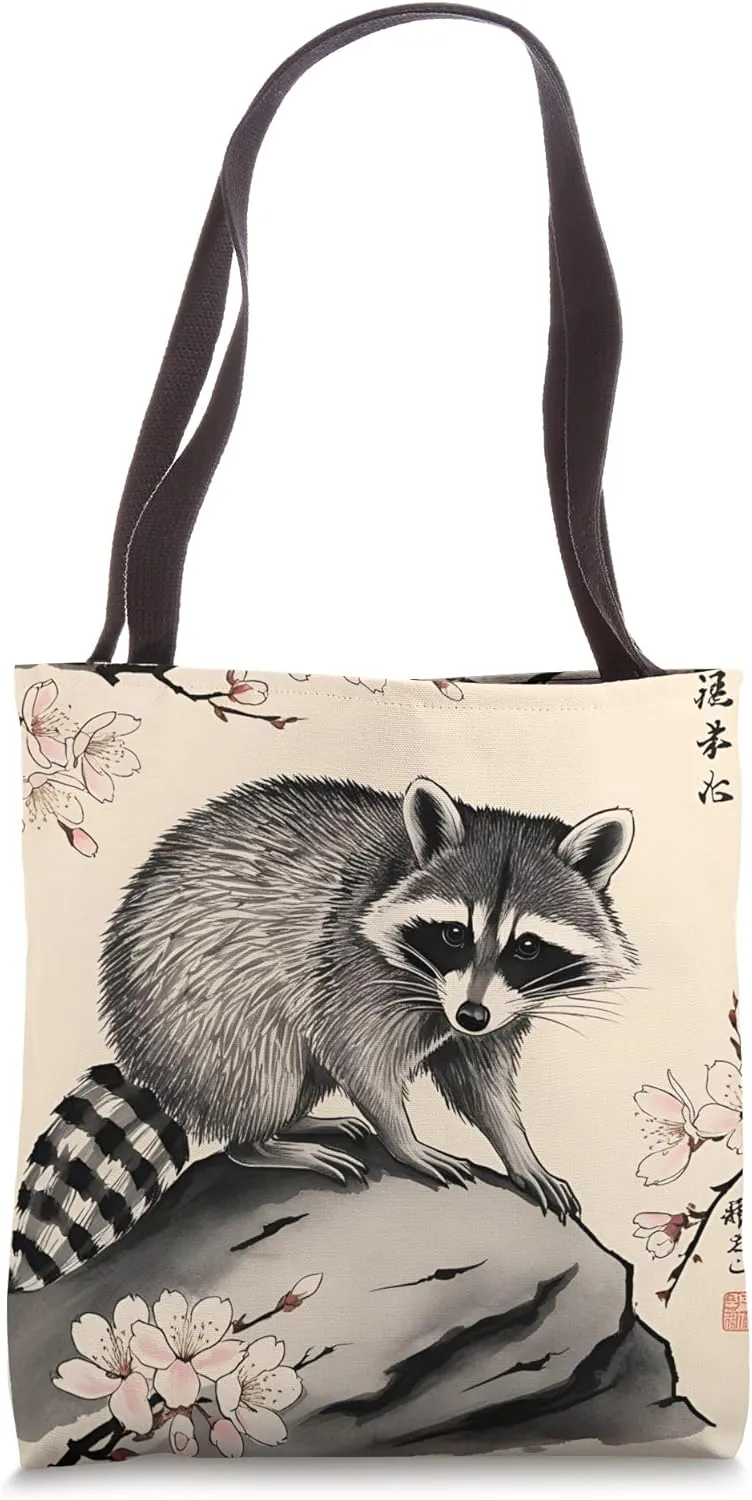 Beautiful Japanese Ink Raccoon - Raccoon Art Tote Bag