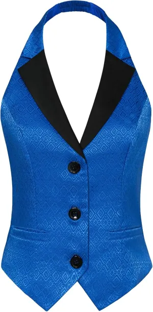 Belle Poque Womens Waistcoat Vest Racerback Jacquard Vests Sleeveless Blazer Jacket