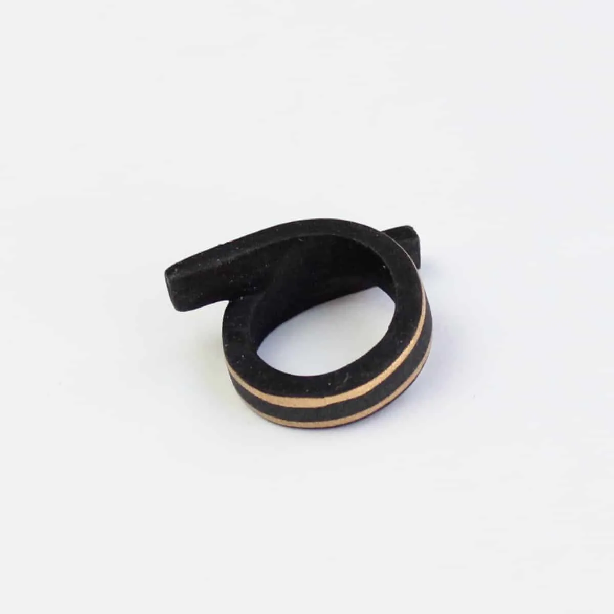 Black Swirl Wooden Ring with Gold Trim