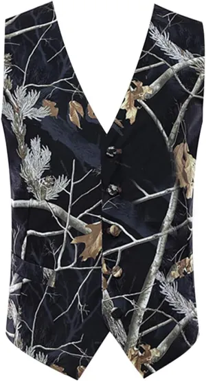 Black Tree Camouflage Color 5 Buttons Mens Vests