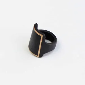 Black Wooden Ring with Gold Trim