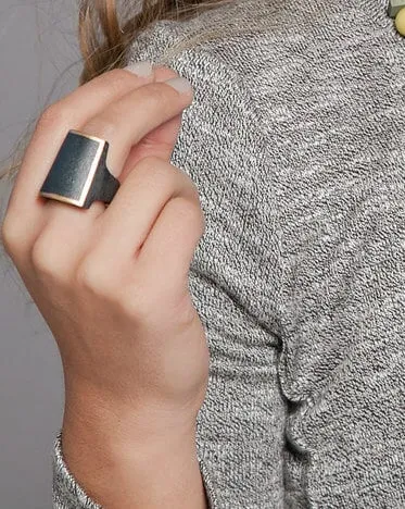 Black Wooden Ring with Gold Trim