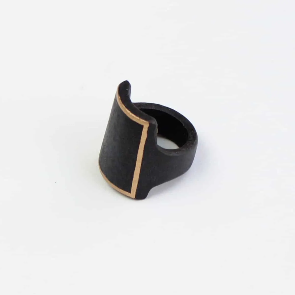Black Wooden Ring with Gold Trim