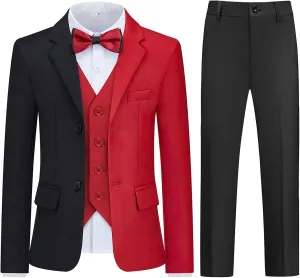Boys Suits 3 Piece Formal Kids Tuxedo Suits for Boys Slim Fit Casual Ring Bearer Outfit with Blazer Jacket Pants and Vest