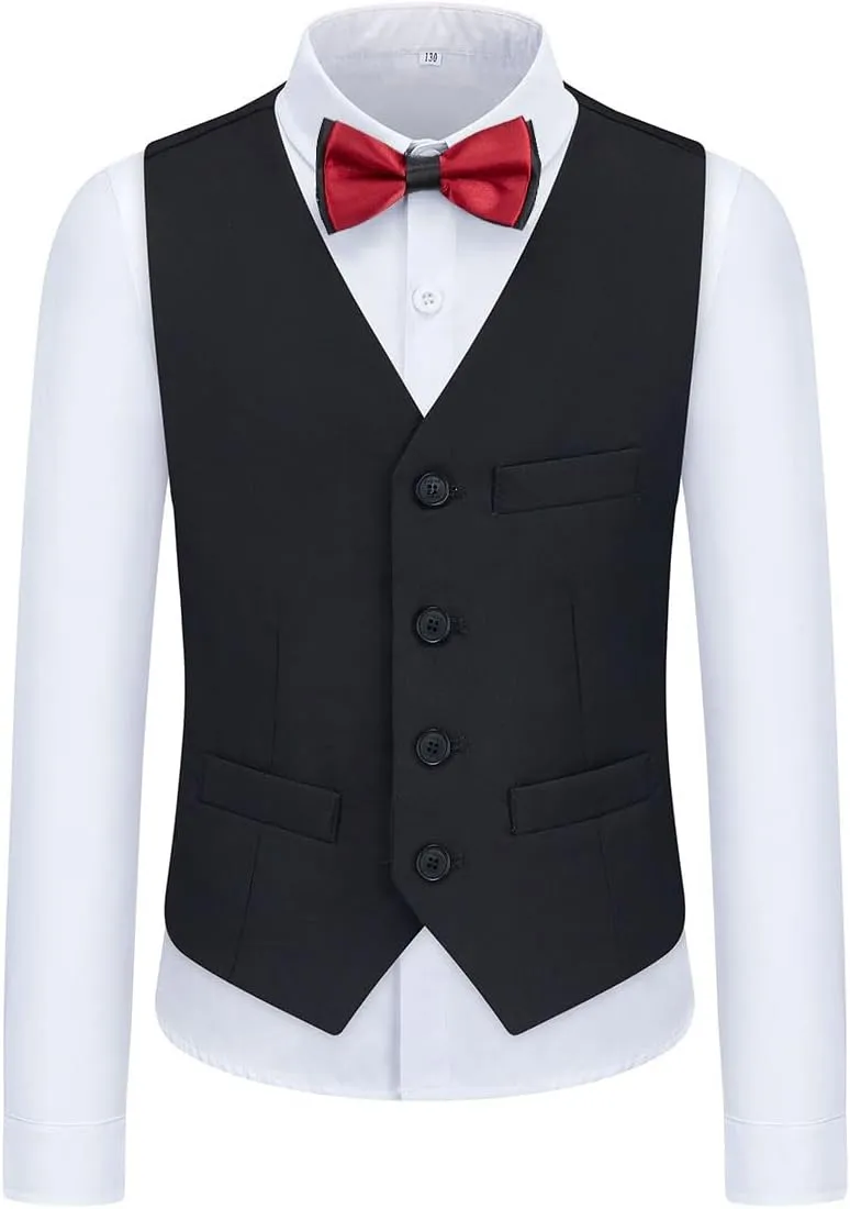 Boys Suits 3 Piece Formal Kids Tuxedo Suits for Boys Slim Fit Casual Ring Bearer Outfit with Blazer Jacket Pants and Vest