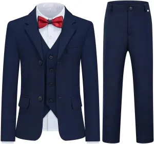 Boys Suits 3 Piece Formal Kids Tuxedo Suits for Boys Slim Fit Casual Ring Bearer Outfit with Blazer Jacket Pants and Vest