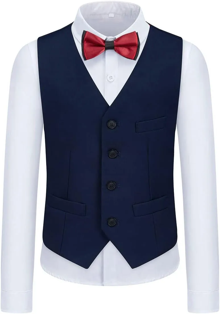 Boys Suits 3 Piece Formal Kids Tuxedo Suits for Boys Slim Fit Casual Ring Bearer Outfit with Blazer Jacket Pants and Vest