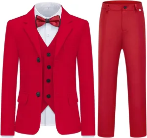 Boys Suits 3 Piece Formal Kids Tuxedo Suits for Boys Slim Fit Casual Ring Bearer Outfit with Blazer Jacket Pants and Vest
