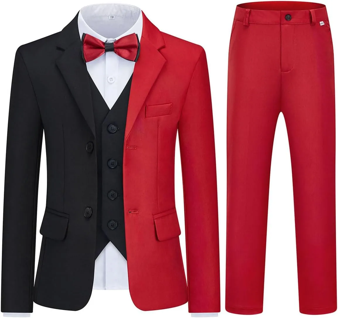 Boys Suits 3 Piece Formal Kids Tuxedo Suits for Boys Slim Fit Casual Ring Bearer Outfit with Blazer Jacket Pants and Vest