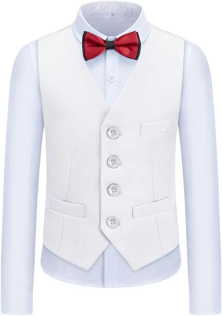 Boys Suits 3 Piece Formal Kids Tuxedo Suits for Boys Slim Fit Casual Ring Bearer Outfit with Blazer Jacket Pants and Vest