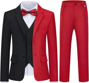 Boys Suits 3 Piece Formal Kids Tuxedo Suits for Boys Slim Fit Casual Ring Bearer Outfit with Blazer Jacket Pants and Vest