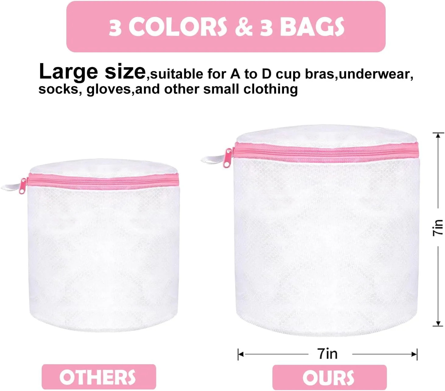 Bra Bags for Laundry, Mesh bra bags for washing, Sock Bag for Washing Machine, Underwear Washing Bag, Bra Washer Protector(3 Pack)
