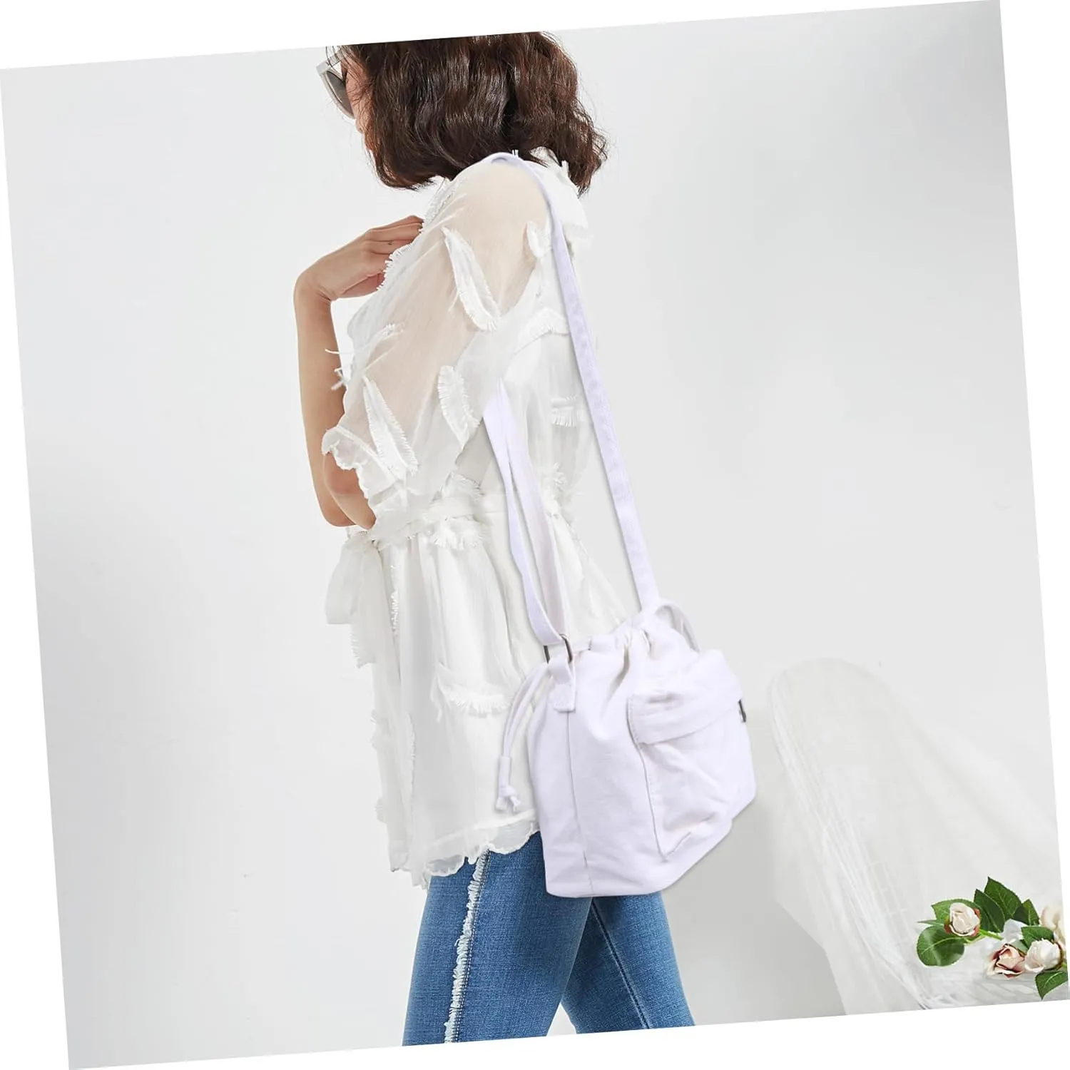 Bucket Bag Canvas Crossbody Bag Shoulder Tote Bag Bucket Handbags for Women Ladies Tote Handbags Casual