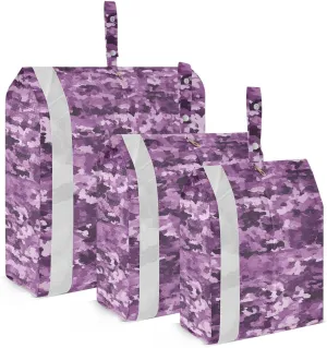 Camouflage Purple 3 Piecing Packing Travel Bag Reusable Folding Closet Organizer Suitcase Organizer Bag Dorm Clothes Storage